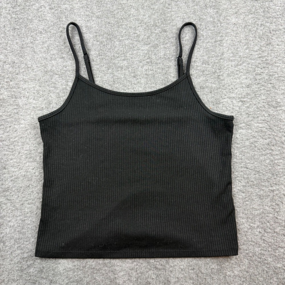 American Eagle Camisole Women Small Black Ribbed Adjustable Strap Cami Tank Top